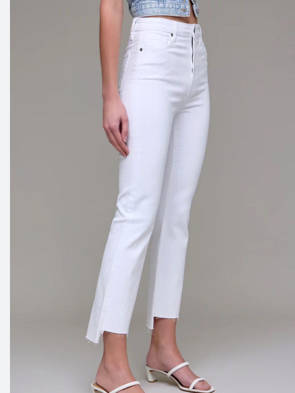 NWOT HIDDEN HAPPI WHITE CLEAN STEP HEM CROPPED FLARE DEMIN JEANS stretch SIZE 30